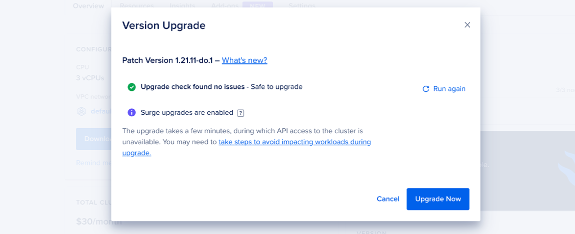 Screenshot of upgrade window showing 'Run Linter' link.